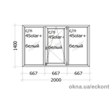 Окно Veka Softline_82 (семикамерный профиль) 2000 x 1400 мм с/п 4Solar+16+4б+16+4и (акция)